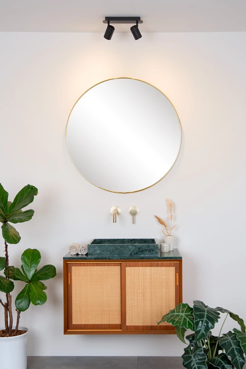 Lucide LENNERT - Spot plafond Salle de bains - LED Dim. - GU10 - 2x5W 3000K - IP44 - Noir - ambiance 1